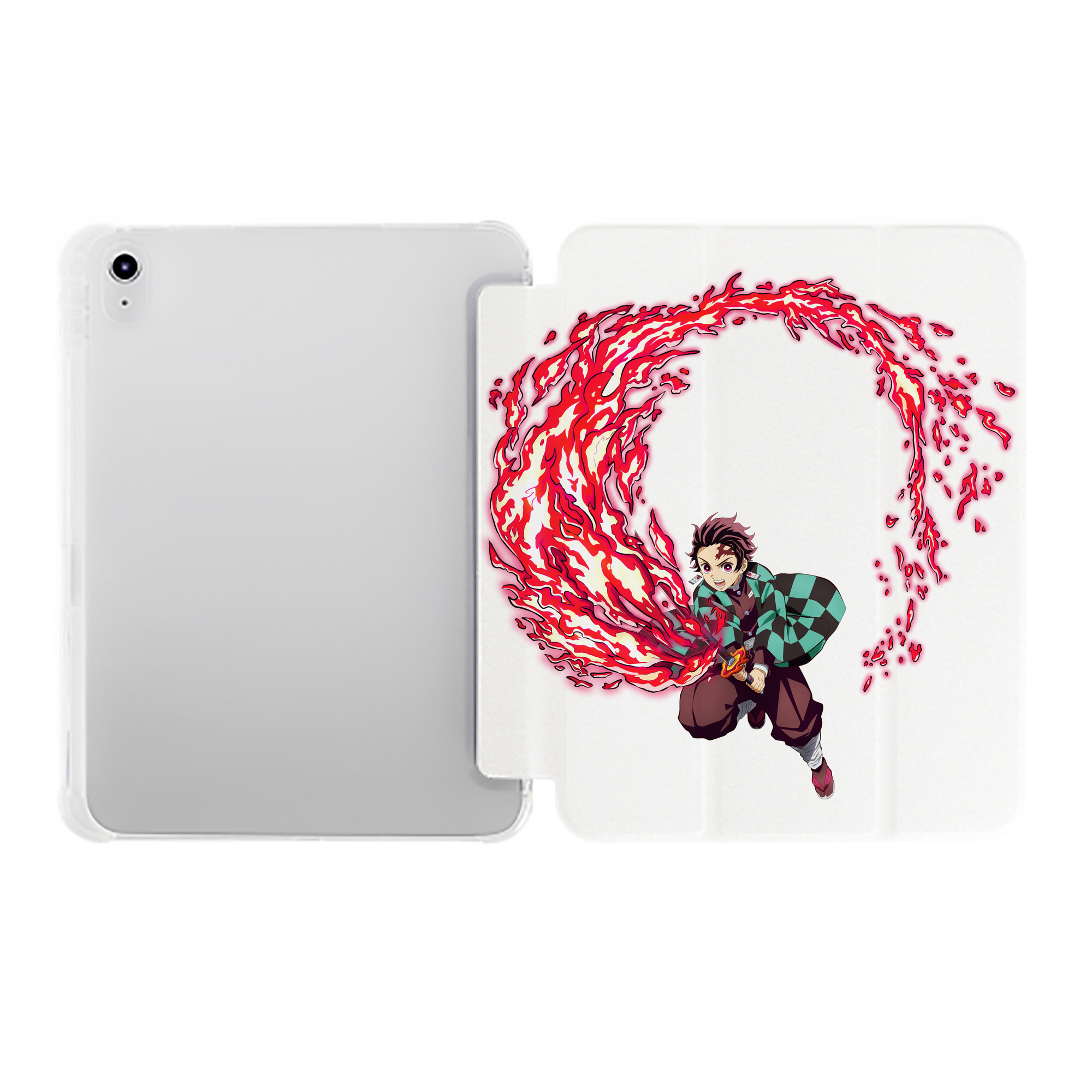 （画像用） 鬼滅の刃 竈門 炭治郎／かまど たんじろう Kamado Tanjirou IPad ケース ペン収納付き 三つ折りスタンド PUレザー×シリコン 対応機種9.5/10.5/10.9インチ